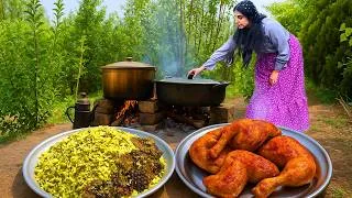 Thumbnail: Village Style Fried Chicken & Persian Dill Fava Bean Rice on Firewood!