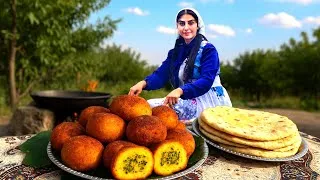 Thumbnail: Village Style Cooking : Baking Traditional Lavash on Fire & Stuffed Potatoes with Meat & Mushrooms!