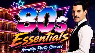 Thumbnail: 80s Essentials 💎 Queen, Guns N' Roses, Michael Jackson, Madonna, Toto, a-ha 🚀 Nonstop Party Classics