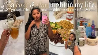 Thumbnail: a cozy night in ⏾ self-care + feminine hygiene + hibachi at home + girls chit-chat & more