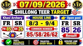 Thumbnail: 07/09/2026 Shillong Teer Common Number today | Shillong Teer Target Number Today