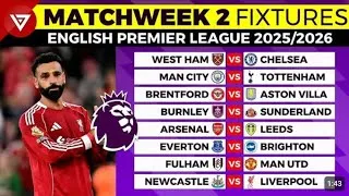 Thumbnail: english premier league today fixtures match day 2 this weekend big matches match week 2 2026/26