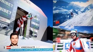 Thumbnail: Vincent Kriechmayr wins the very close Downhill in Saalbach ahead of Beat Feuz and Matthias Mayer