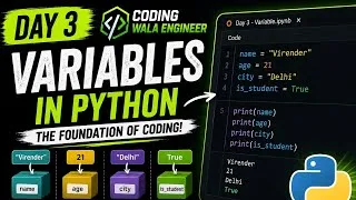 Thumbnail: Python Variables Explained for Beginners 🐍 | Day 3 | Learn Python from Scratch