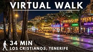 Thumbnail: Los Cristianos, Tenerife 🇪🇸 Waterfront Night Walking Tour | 34 Min | Ambient Sounds | 4K