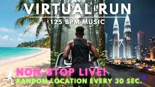 Thumbnail: 🏃‍♂️ NON-STOP VIRTUAL RUN | New Location Every 30s | 125 BPM Running Music 24/7