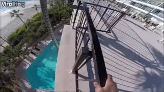 Thumbnail: Starts Monday morning with 4 stories jumping off into swimming pool