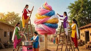 Thumbnail: Fulfilled the wish of an innocent girl Meera | Cotton Candy |Opening Cotton candy Market| #village