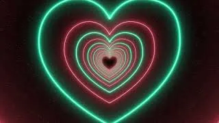 Thumbnail: Red & Green | Heart Neon Tunnel | Loop | Slow Motion | 1 Hour | Full HD | TV