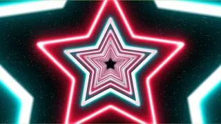 Thumbnail: 4K Neon Tunnel Background | Teal & Red Led Lights Stars, Abstract Particles Tv Background