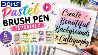 Thumbnail: Doms Pastel Brush Pen Calligraphy ✨ 5 Background Designs & Quotes