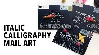 Thumbnail: Italic Calligraphy Envelope Art - White Ink Calligraphy Project