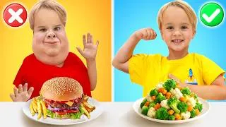 Thumbnail: Kids learn the importance of healthy food - funny stories for children