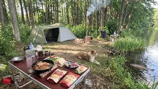Thumbnail: Catch and Cook! Fishing camping trip with a dog and a wood burning stove