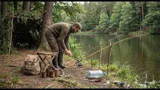 Thumbnail: Camping by the lake, carp fishing, building a sun shelter.