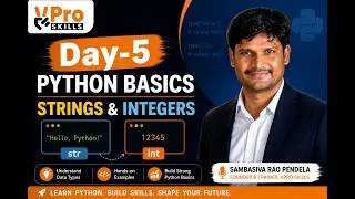 Thumbnail: Day-5 | Python Basics: Strings & Integers 🐍