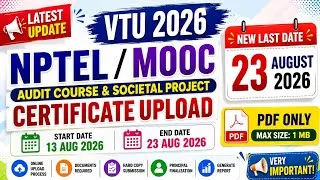 Thumbnail: VTU NPTEL Uploading of Certificate 2026 | VTU NPTEL, MOOC, Audit Course and Societal Project 2026