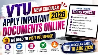 Thumbnail: VTU EDDTS Portal 2026 | VTU Documents Online Apply 2026 | VTU Official Transcript, PDC, Migration