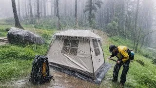 Thumbnail: Camping in Long Heavy Rain With Thunderstorm ‼️ Pitching my favorite tent in heavy rain