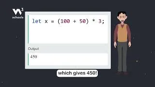 Thumbnail: JavaScript Arithmetic Operators - Part 9 - Parentheses - #w3schools #javascript #programming