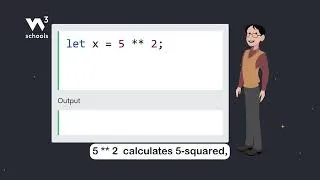 Thumbnail: JavaScript Arithmetic Operators - Part 7 - Exponentiation - #w3schools #javascript #programming
