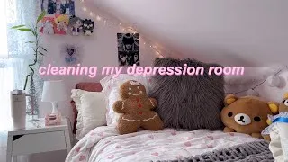 Thumbnail: Cleaning my depression room 🍓🎀 seasonal depression, deep cleaning
