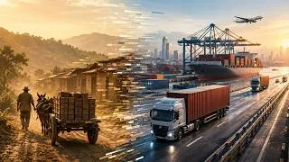 Thumbnail: The Logistics Revolution: From Ancient Caravans to AI-Powered Transportation | Bengali