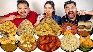 Thumbnail: MADDY EATS FIRST EVER YOUTUBE COLLAB😍 | EATING SPICY🔥FAMOUS INDIAN STREET FOOD MUKBANG🤤