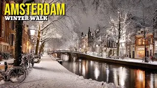 Thumbnail: Amsterdam You Have Never Seen Before 2026 Snowfall Walking Tour 4K