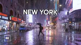 Thumbnail: Walking in HEAVY RAIN in New York City ⛈️☔️ Thunderstorm Sounds for Sleep (8 Hours)