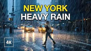 Thumbnail: Walking In HEAVY RAIN In NEW YORK ☔️ Rainy Walk Through MANHATTAN
