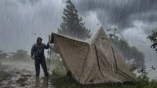 Thumbnail: Heavy Rain for a Whole Day Non-Stop || Solo Camping in heavy rain and strong winds