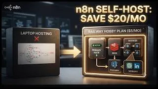 Thumbnail: Stop Running n8n on Your Laptop! Here's a Better $5 Solution | Day 56