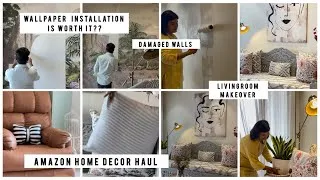 Thumbnail: Livingroom Makeover | Amazon Home Decor Haul  | Wallpaper Uninstallation Guide | Damaged Walls 💁