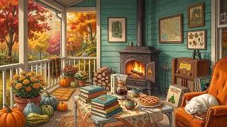 Thumbnail: 1950s cozy autumn morning on grandma's porch with vintage oldies music playing in another room
