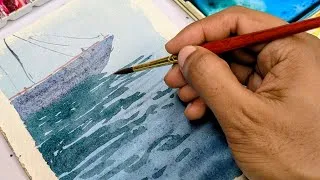 Thumbnail: Master Sea Waves & Boat Reflections in Watercolor! 