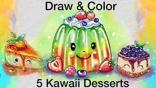 Thumbnail: Draw & Color Kawaii Desserts 🍮 | Sweet Watercolor Dreams in Procreate