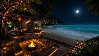 Thumbnail: Serene Oceanic Night Retreat | Peaceful Waves & Crackling Fire pit
