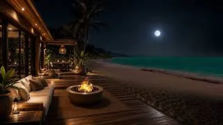 Thumbnail: Cozy Oceanfront Villa at Night | Gentle Waves & Fire Pit Ambience