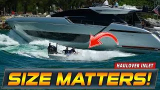 Thumbnail: SMALL BOAT VS HUGE YACHT AT HAULOVER INLET !! | HAULOVER BOATS | WAVY BOATS