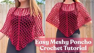 Thumbnail: Simple Mesh Crochet Poncho Tutorial | Easy Beginner Tutorial
