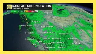Thumbnail: Much-needed rain, cooler temps head to B.C. for the weekend | #forecast