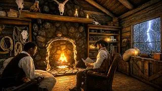 Thumbnail: John Marston Taking Refuge In a Cozy Cabin Near Fireplace During a Violent Thunderstorm | RDR2 ASMR