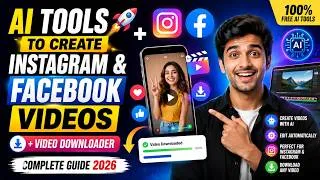 Thumbnail: 🚀 AI Tools to Create Instagram & Facebook Videos + Video Downloader | Complete Guide 2026