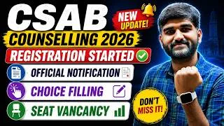 Thumbnail: CSAB Counselling 2026 Registration & Choice Filling Start | CSAB Counselling process|Category Change