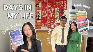 Thumbnail: a few days in my life | book haul, murder mystery dinner, & lunar new year 🧧📚🎉