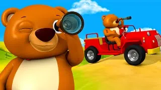 Thumbnail: The Bear Went Over The Mountain!🌄 | 🚌Wheels on the BUS Songs! 🚌 Nursery Rhymes for Kids