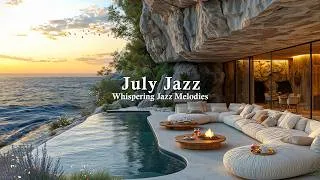 Thumbnail: July Jazz In Calm Seaside Ambience | Relief Stress With Peaceful Sunrise Jazz In Cliffside Cafe