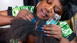 Thumbnail: ASMR✨VITAMIN E Long nails Hair parting , Scalp Oilin & Scratching on My Sister | Relaxin + Whisper