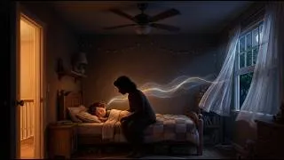Thumbnail: 🌙💛 Mama’s Voice in the Warm Dark | Baby Sleep Music • Calm Bedtime Lullaby for Deep Sleep